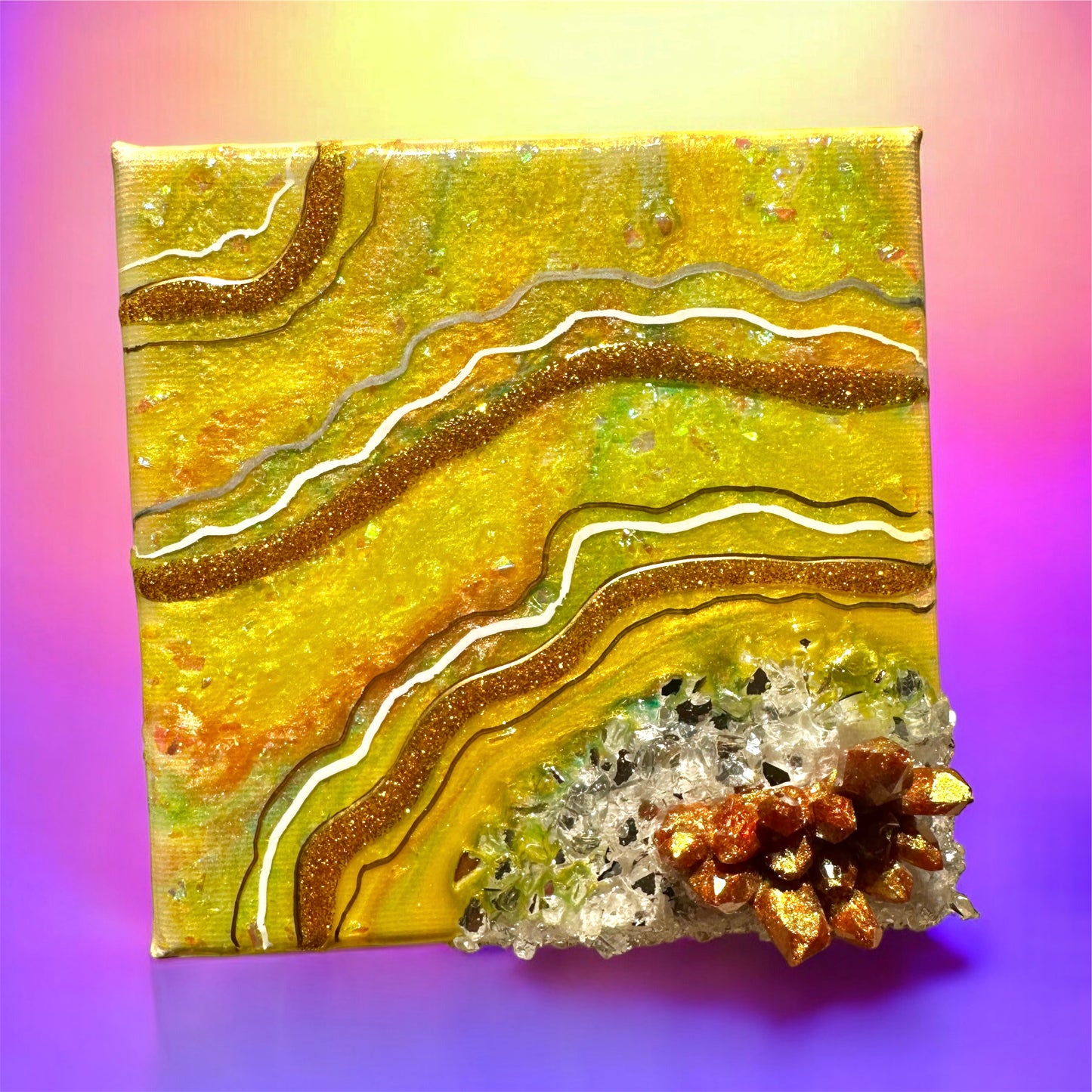 Mini tableau résine géode